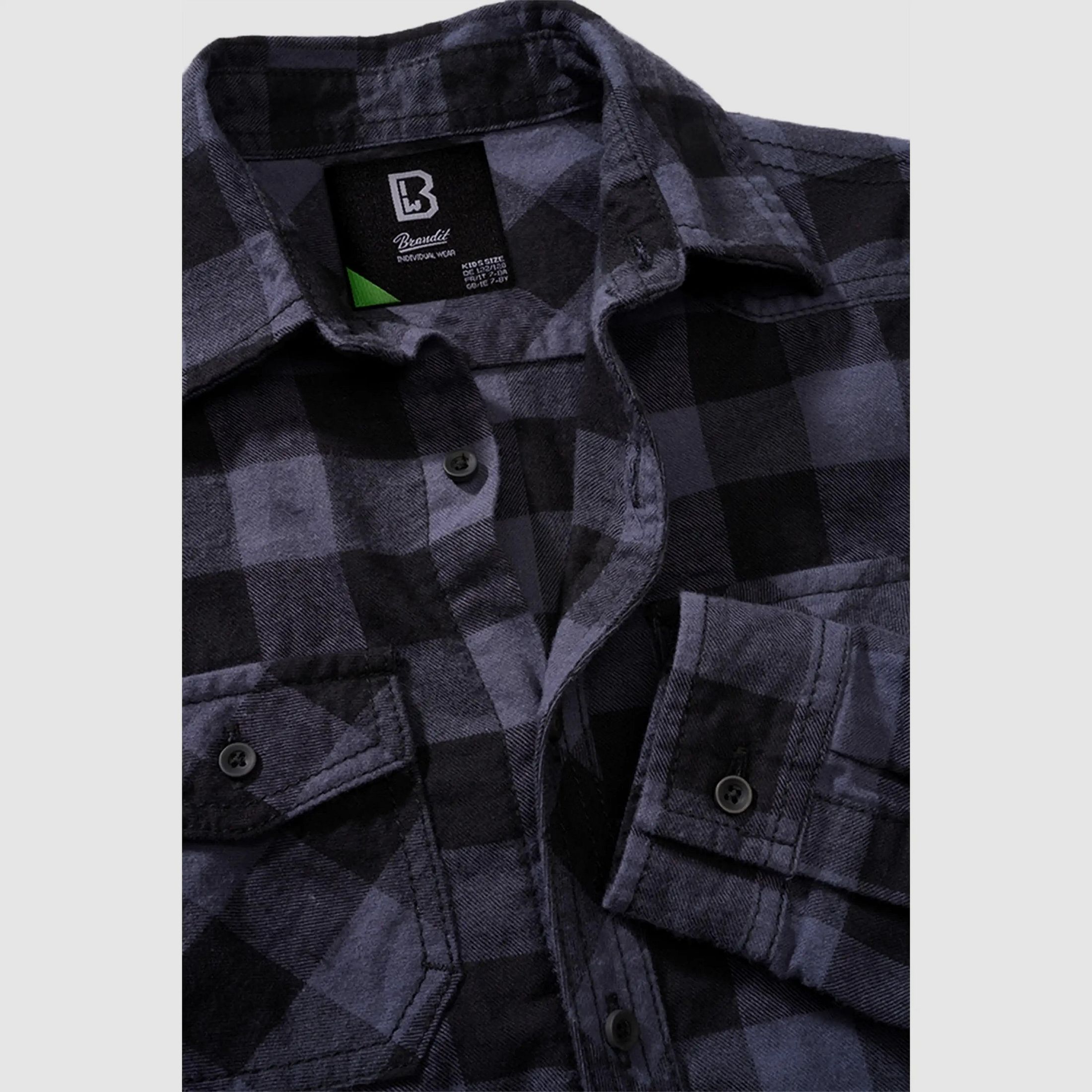 Brandit Brandit Kinder Hemd Kids Check Shirt Long Sleeve - Schwarz/Grau / 122/128