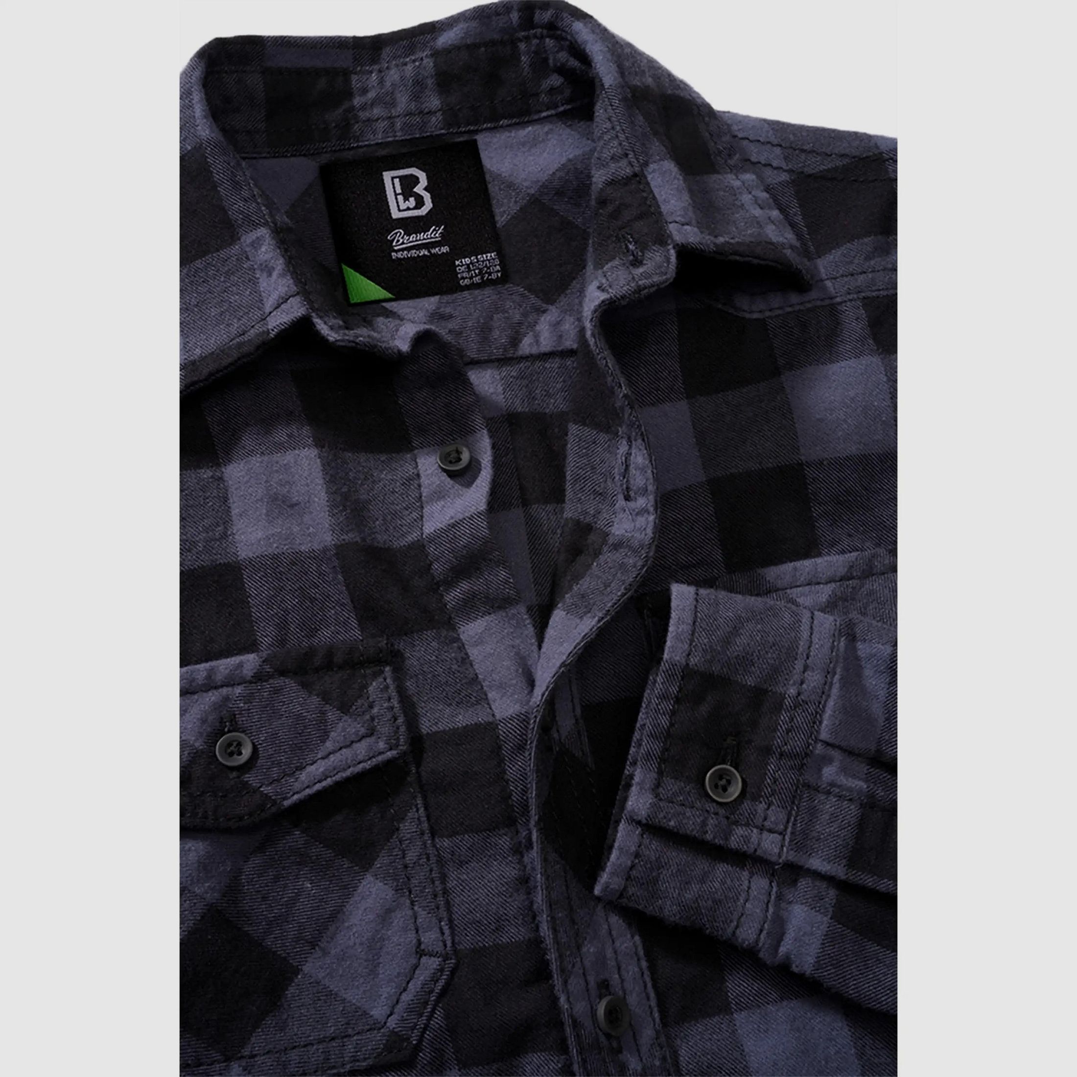 Brandit Brandit Kinder Hemd Kids Check Shirt Long Sleeve - Schwarz/Grau / 122/128