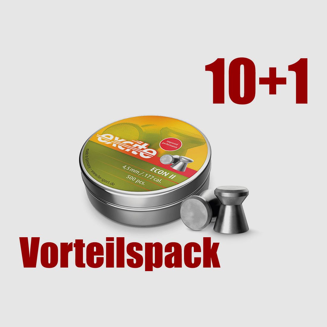 Vorteilspack 10+1 Flachkopf Diabolos H&N Excite Econ II Kaliber 4,5 mm 0,48 g 7.41 gr glatt 11 x 500 StĂĽck