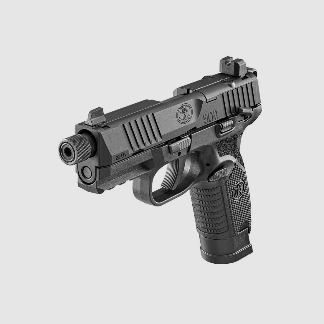 Pack complet Pistolet FN HERSTAL 502 Tactical Noir cal.22Lr + Point rouge + silencieux, image 6 sur 8