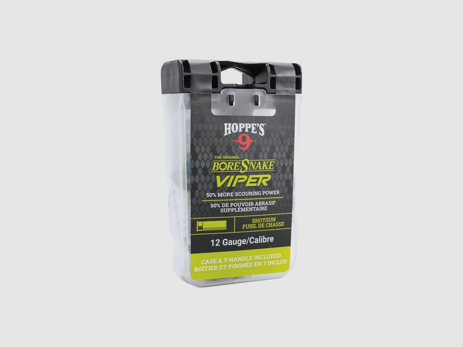 Cuerda de limpieza Hoppe’s BoreSnake Viper para calibre 12 GA escopeta - con mango y caja de almacenamiento