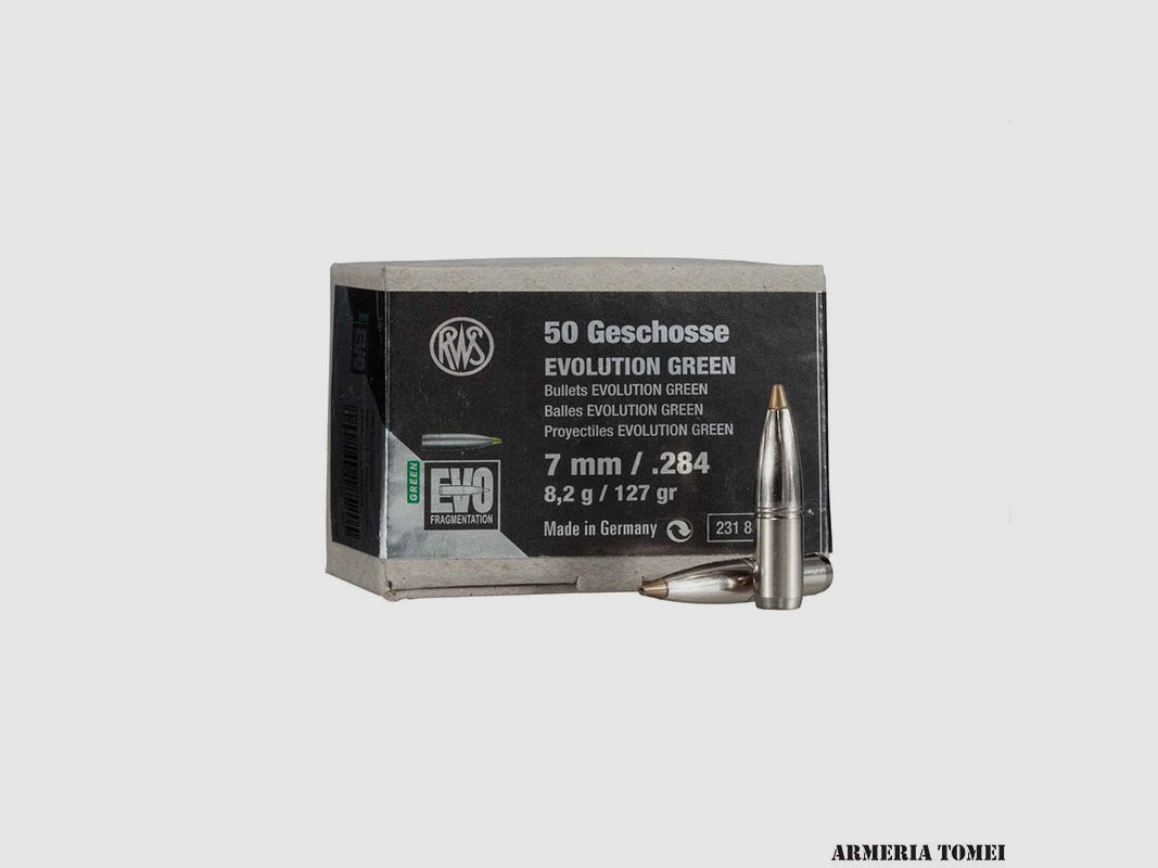 RWS – PROJECTILE – EVOLUTION GREEN 7MM / .284 – 8,2G / 127GR QTÉ 50