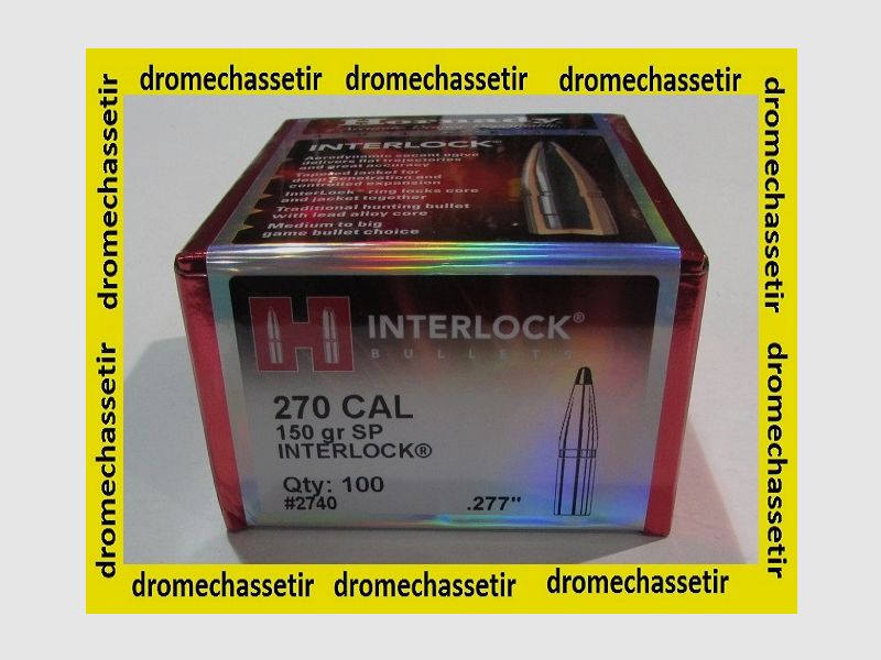 boite de 100 ogives Hornady , cal 270 (0.277), 150 grains Interlock SP