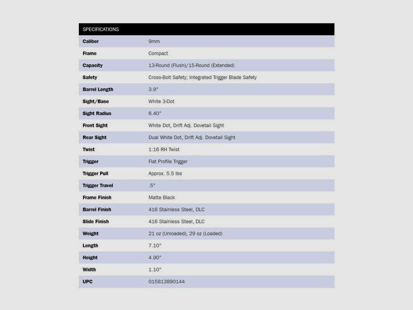 Mossberg MC2c Zwart 3,9" (9 inch) C.B Veiligheid 9mm Luger