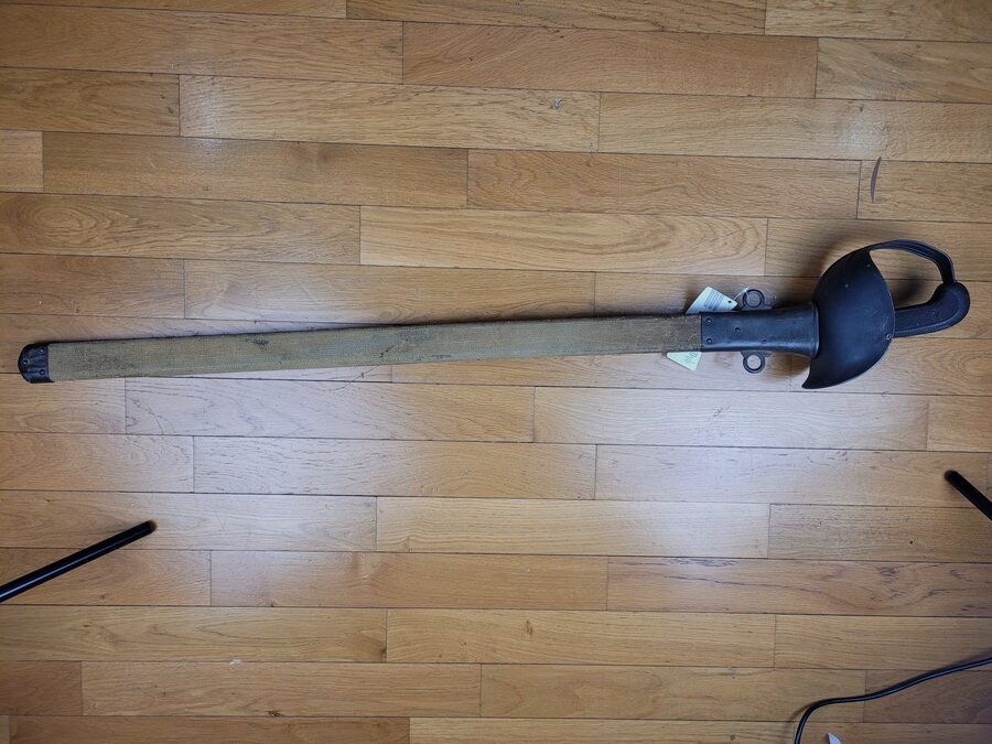 Beau sabre de Cavalerie US modèle 1913 dit « Patton » – Avec sa toile d&rsquo;origine – 1°GM – TBE, image 6 sur 19