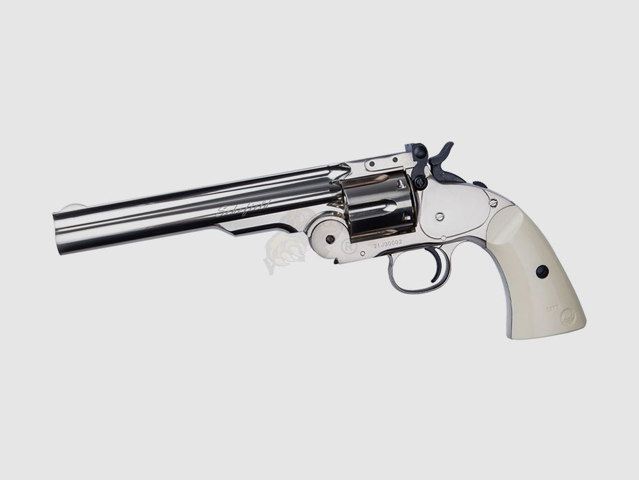 Schofield 6" - Ivory-textured Grip Airsoft Revolver -F-