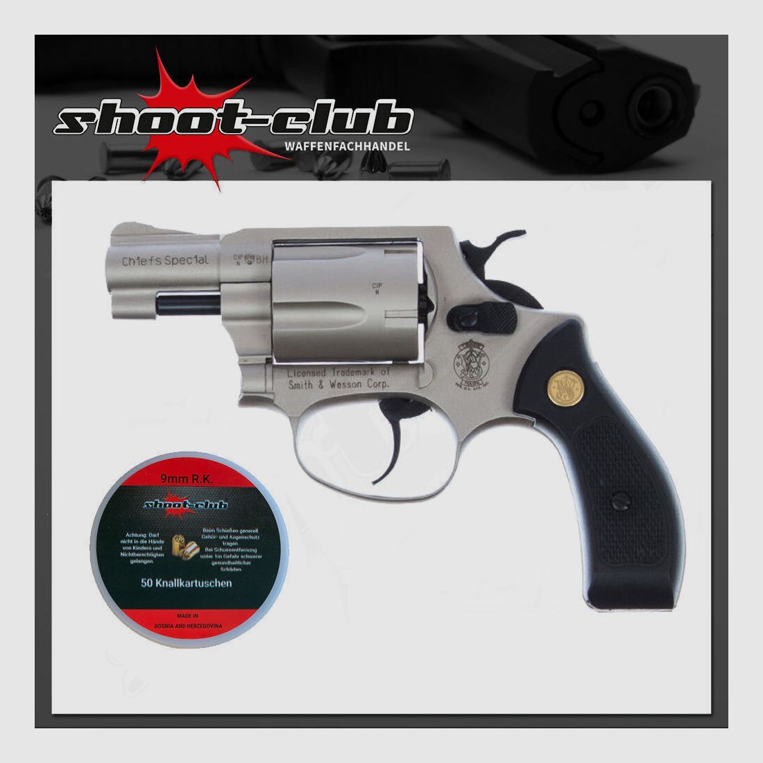 Smith & Wesson	 S&W Chiefs Special nickel 9mm R.K. inkl. Platzpatronen