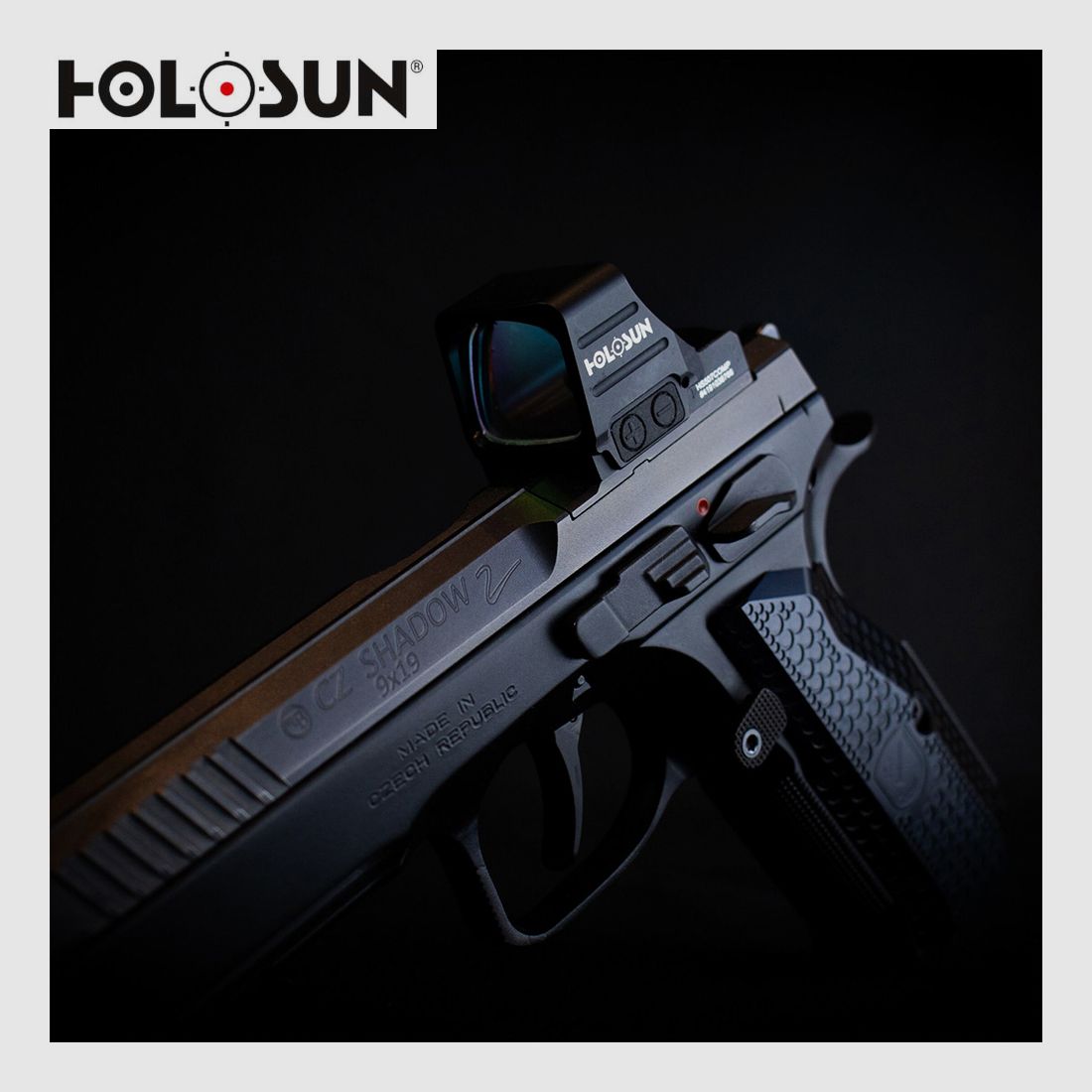 HOLOSUN HS507COMP Offenes Reflex Rotpunktvisier + wechselbarem 2MOA Punkt, 8/20/32MOA Kreis Absehen, schwarz, Jagd, Sportschießen Softair, tactical mini