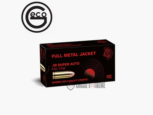 50 Patronen GECO Kal. 38 Super Auto 124gr FMJ