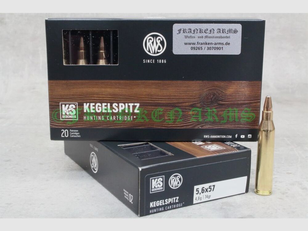 RWS Kegelspitz 5,6x57 74gr. 4,8g 20 Stück Staffelpreise
