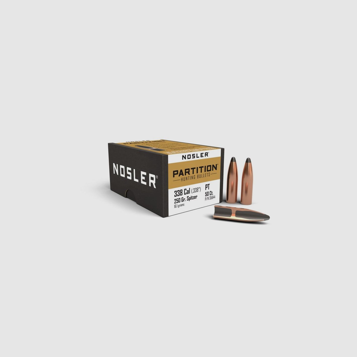 NOSLER BALAS 338" 250GR PARTITION SPITZER 50UD., imagen 2 de 2