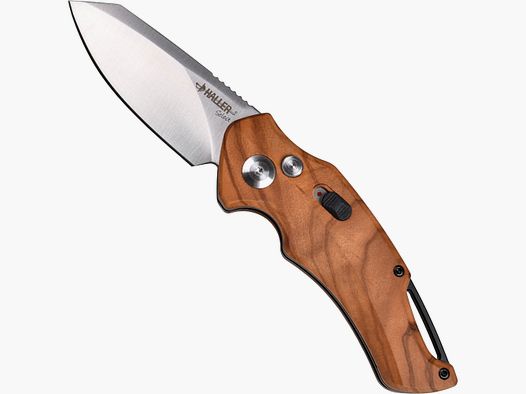 Couteau à ressort EIMUR Haller Select avec poignée en bois d'olivier et lame large
