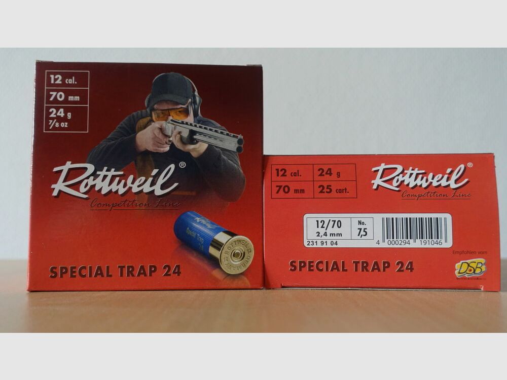 Rottweil Special Trap 24 2,4mm Kal 12/70 250 Schuß Rottweil Special Trap 24 2,4mm Kal 12/70