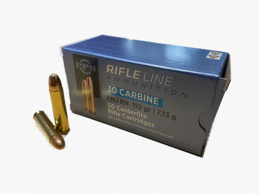 PPU RIFLE CARTRIDGES 30 CARBINE - 7.13 G / 110 GRS. - FMJ RN - 50 ROUNDS