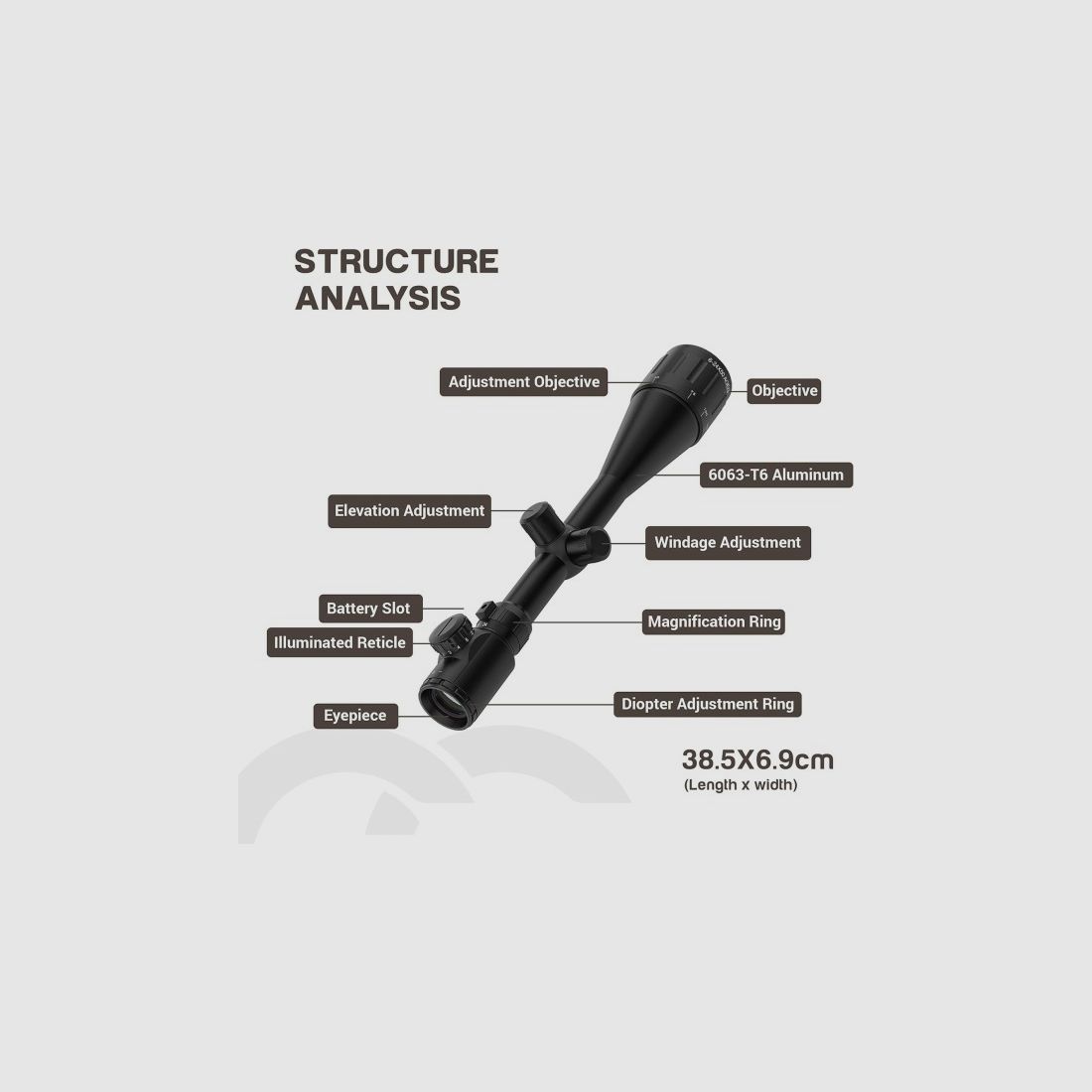 6-24x50 riflescope, 6 - 24 times magnification, 50 mm, 11mm mounts, hunting, target