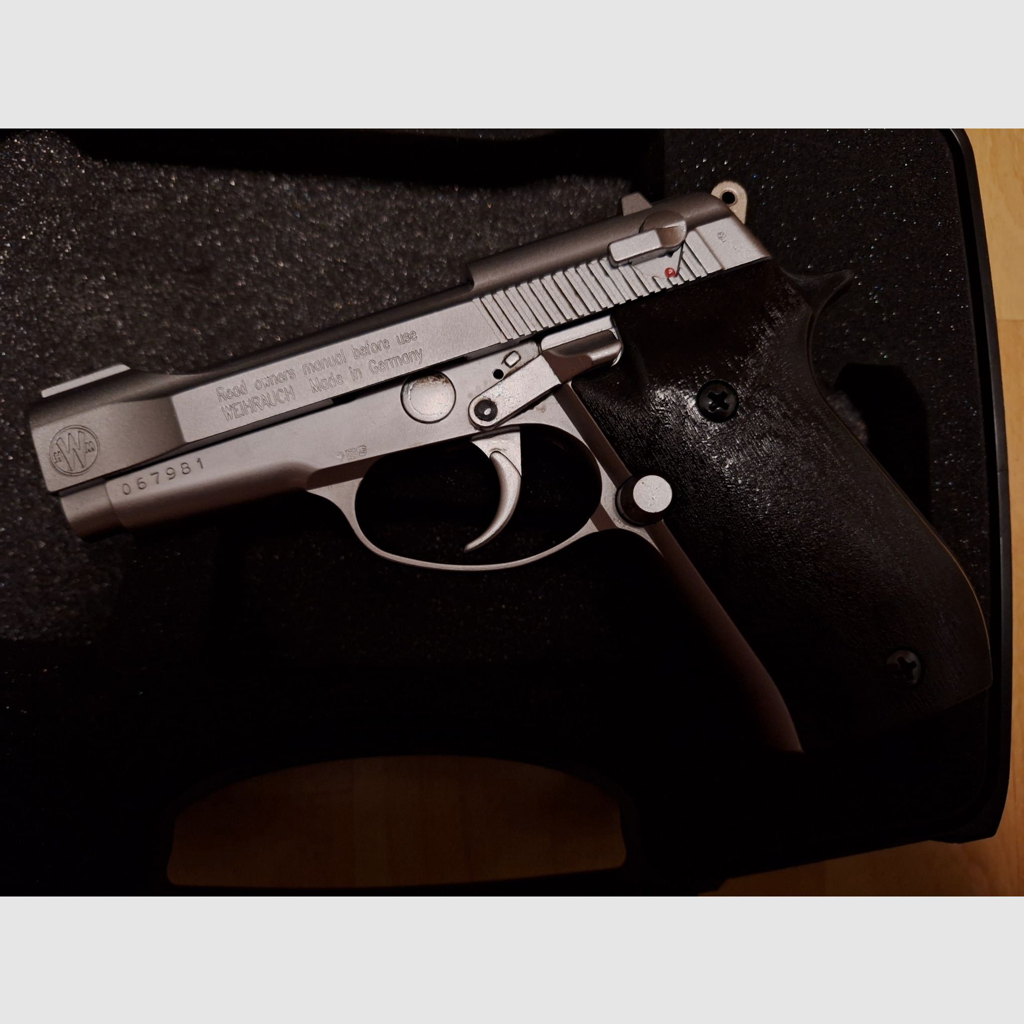Weihrauch HW 94 Schreckschuss Pistole vernickelt in 9mm R.K. PTB 695