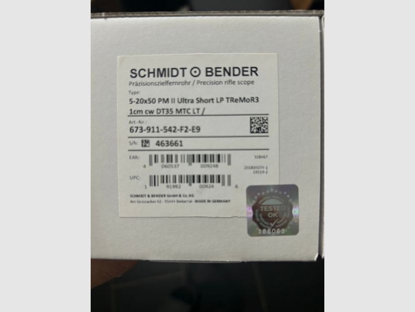 Sig Sauer 516 Marksmann Schmidt & Bender 5-20x50 PM II Ultra Short SP-4036 @34 H34mm