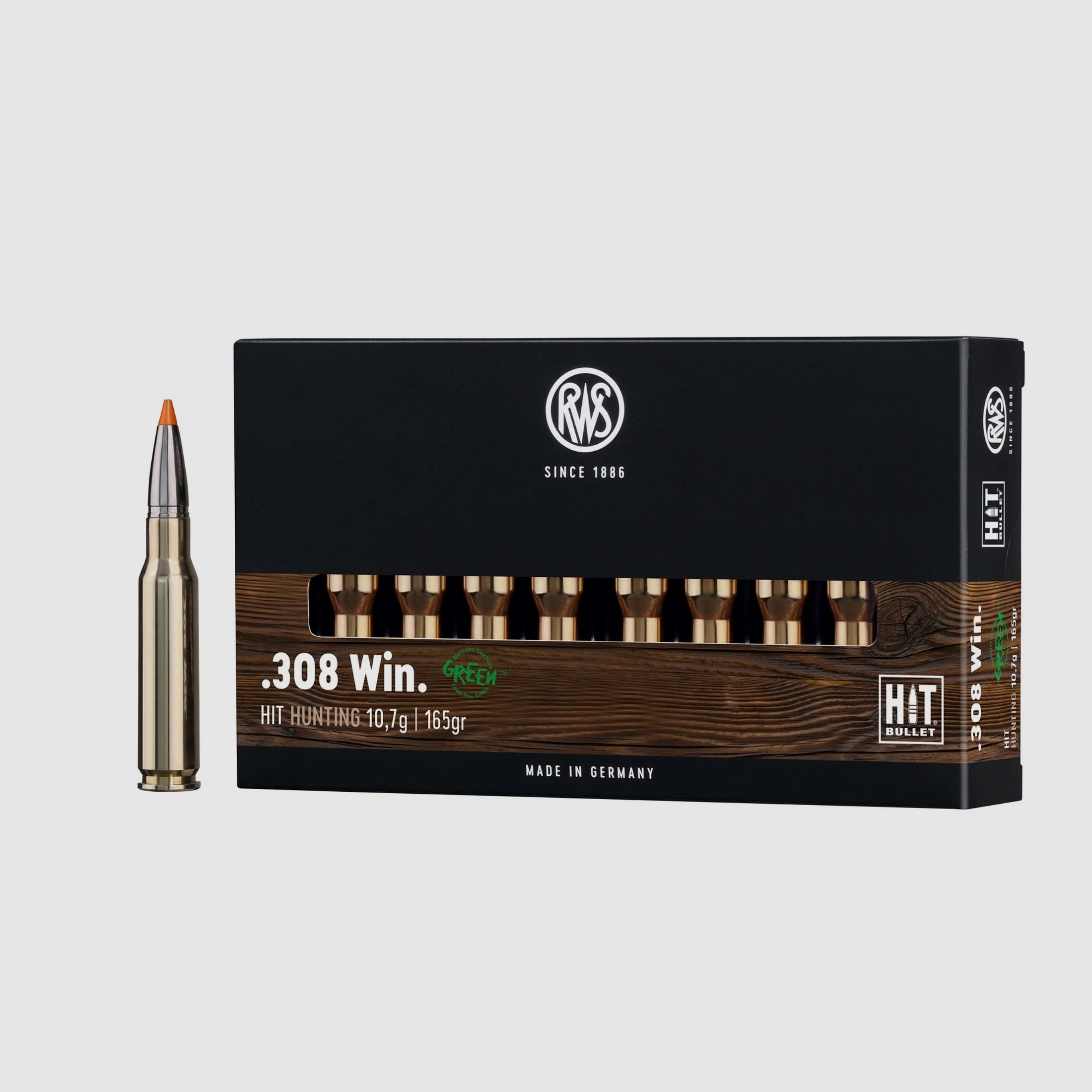 RWS 2318845 Büchsenpatronen .308 Win. HIT 10,7g 165grs. Bleifrei