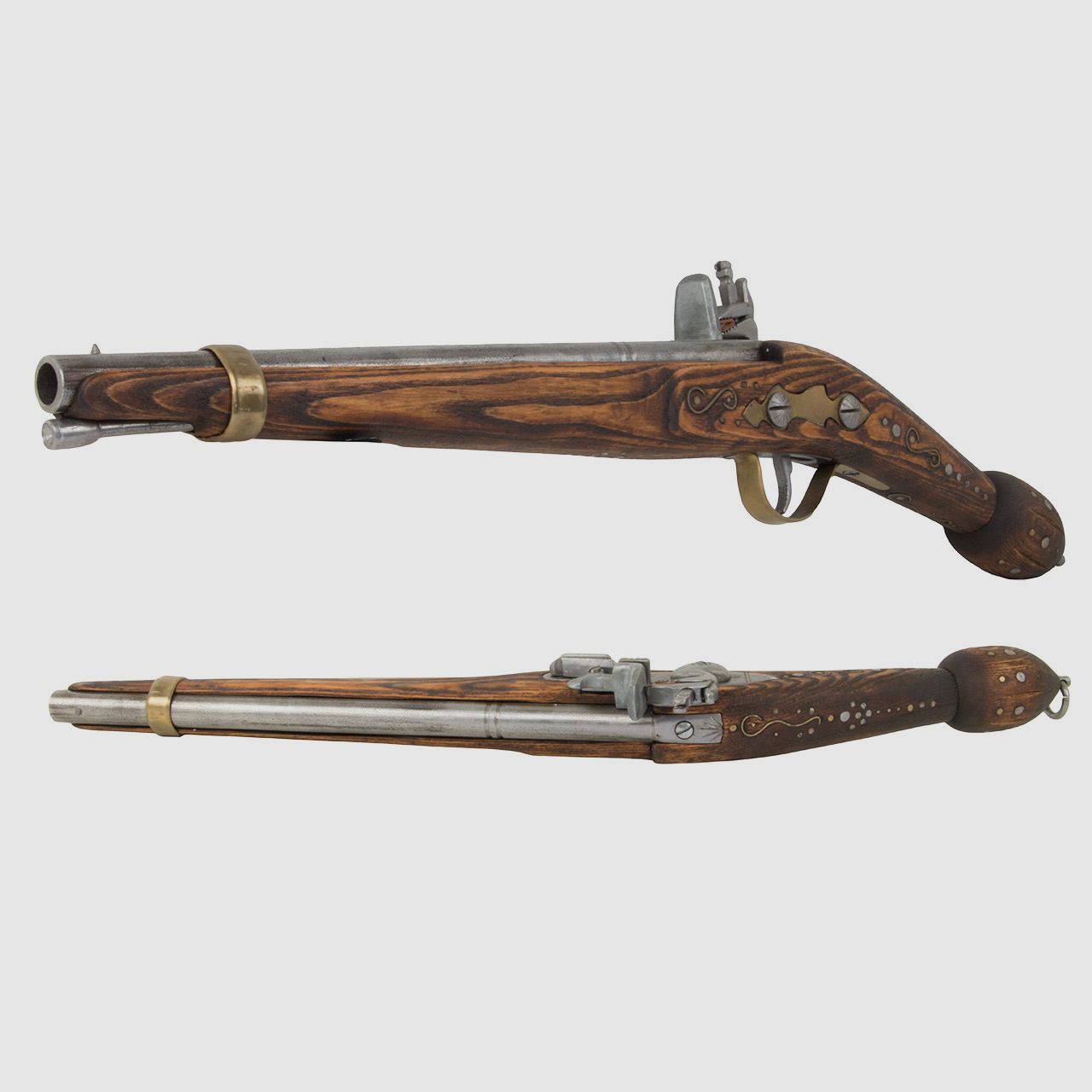 EinzelstĂĽck handgefertigte Deko Steinschloss Vorderladerpistole LĂ¤nge 60 cm