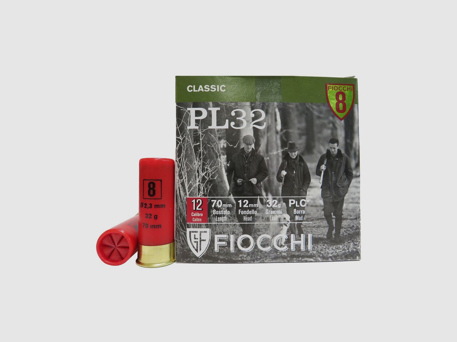 Fiocchi PL 32 Patronen Kal. 12/70 32 g Bleischrot 8