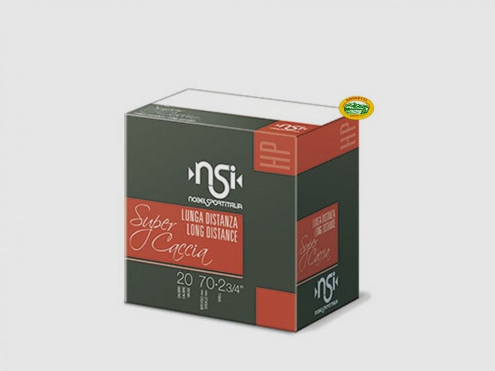 NOBEL Patronen Super Caccia Long Distance Kal.20 gr.31 pb.5/7 spezielle Tauben