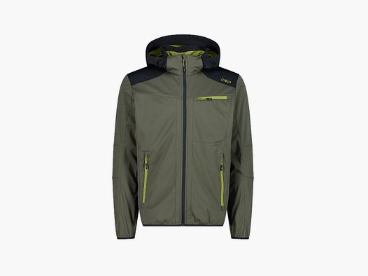 CMP herenjack uit lichtgewicht softshell met vaste capuchon olijfgroen