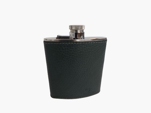 BEIER Taschenflasche Edelstahl Scharnierverschluss 175ml Leder Grün