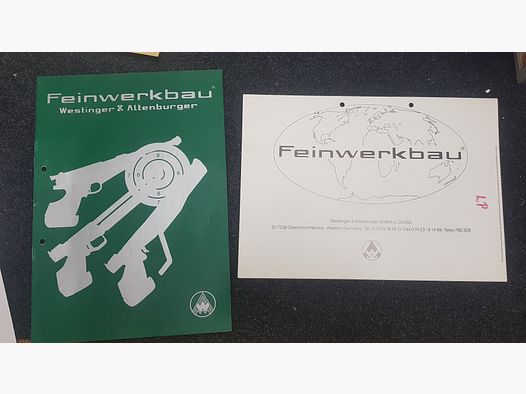 Feinwerkbau FWB Mod. 65 / 80 / 90 / C10 / 100 Póster Placa Descripción Manual de instrucciones Pistola de aire Rifle de aire Rifle de calibre .22 Pistola de CO2 ver descripción. Precio desde