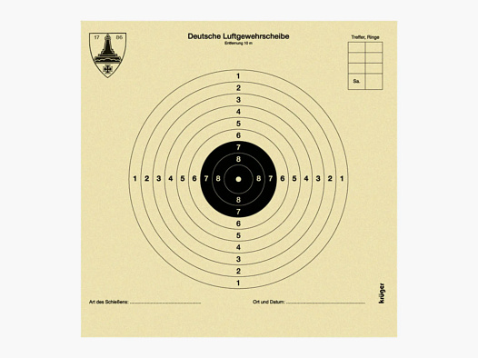 Zielscheibe für Luftgewehr "Kyffhäuser" 10 m | 12x12 cm (250 Stück)