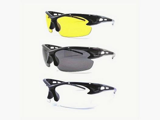 Mega 3er Pack: Schießbrillen in Gelb, Weiß und Schwarz