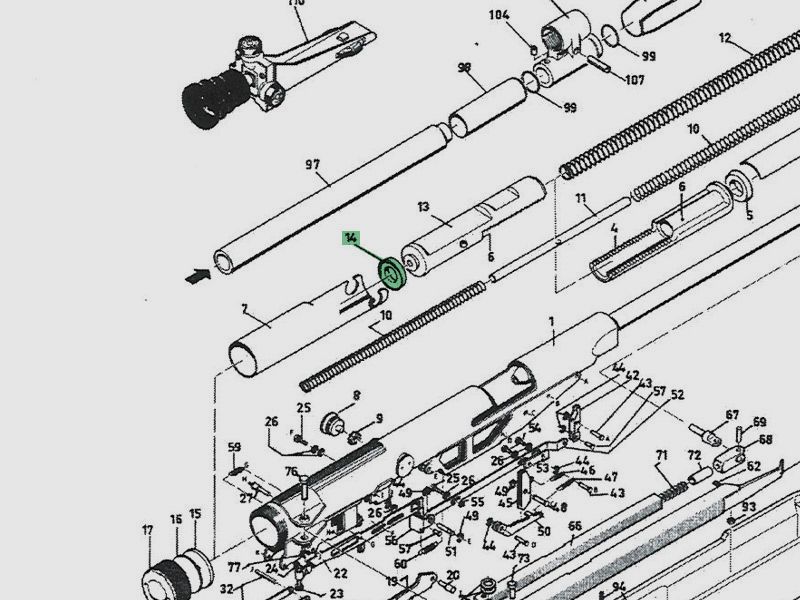 Leerkolbenmanschette fĂĽr Luftgewehre Diana 60 66 75 75 T01 Neuanfertigung, Ersatzteil