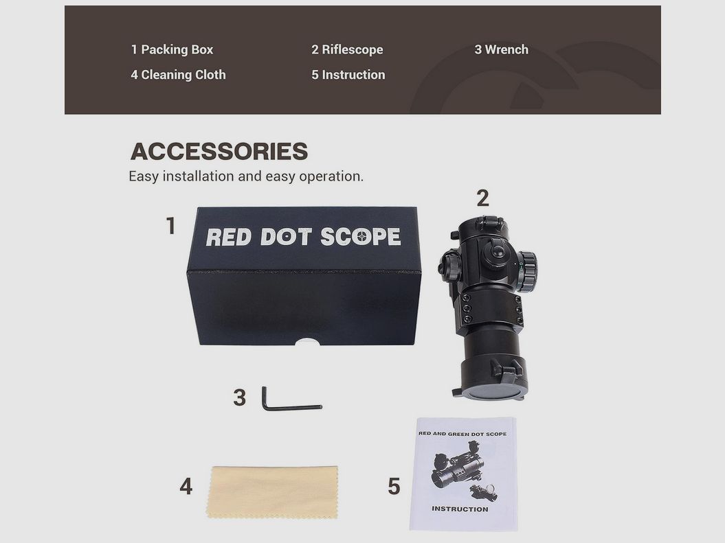 ESSLNB 30mm Red Dot - Red dot sight for Picatinny - Dot reticle - red/green