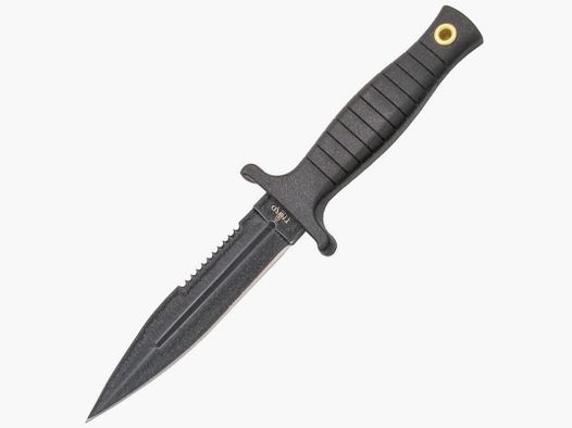 Cuchillo de bota negro recubierto con funda de nailon