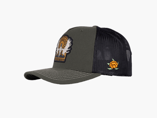 SQRTN Trucker Cap with Moose Antlers, Olive Green