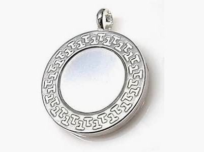 Gioielleria Julio Pendente in Argento Sterling Greca Doppia Faccia, Nero e Bianco, Dimensione 28mm