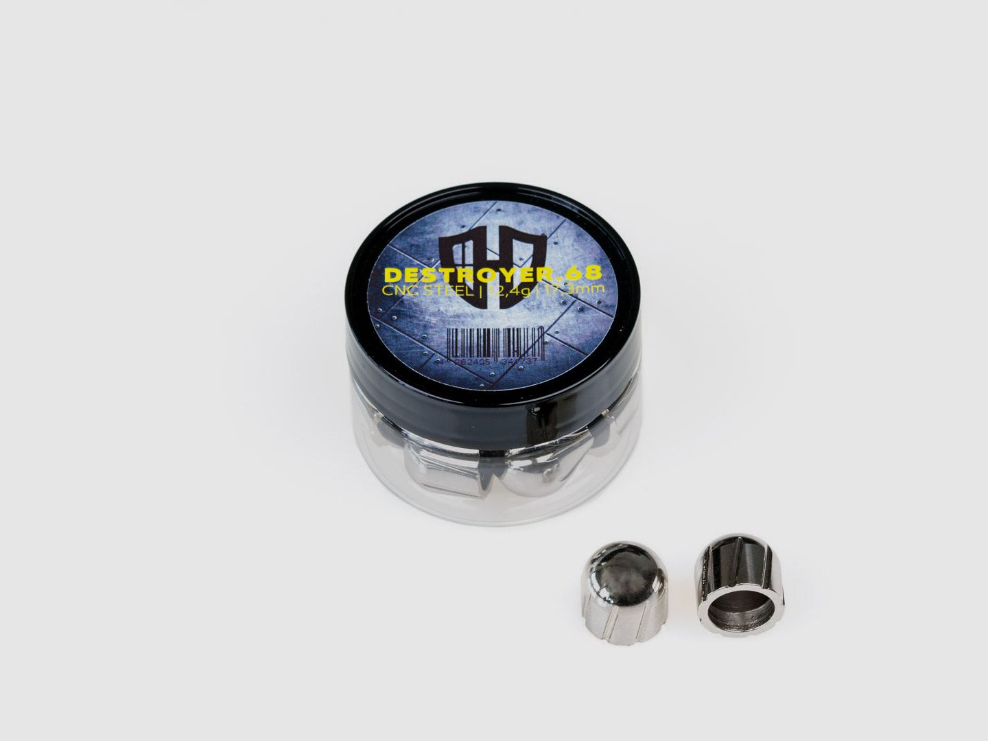 12x DESTROYER.68 | CNC steel chrome-plated | 12.4g | 17.3mm | Cal.68 | for HDR68, HDS68, Milsig