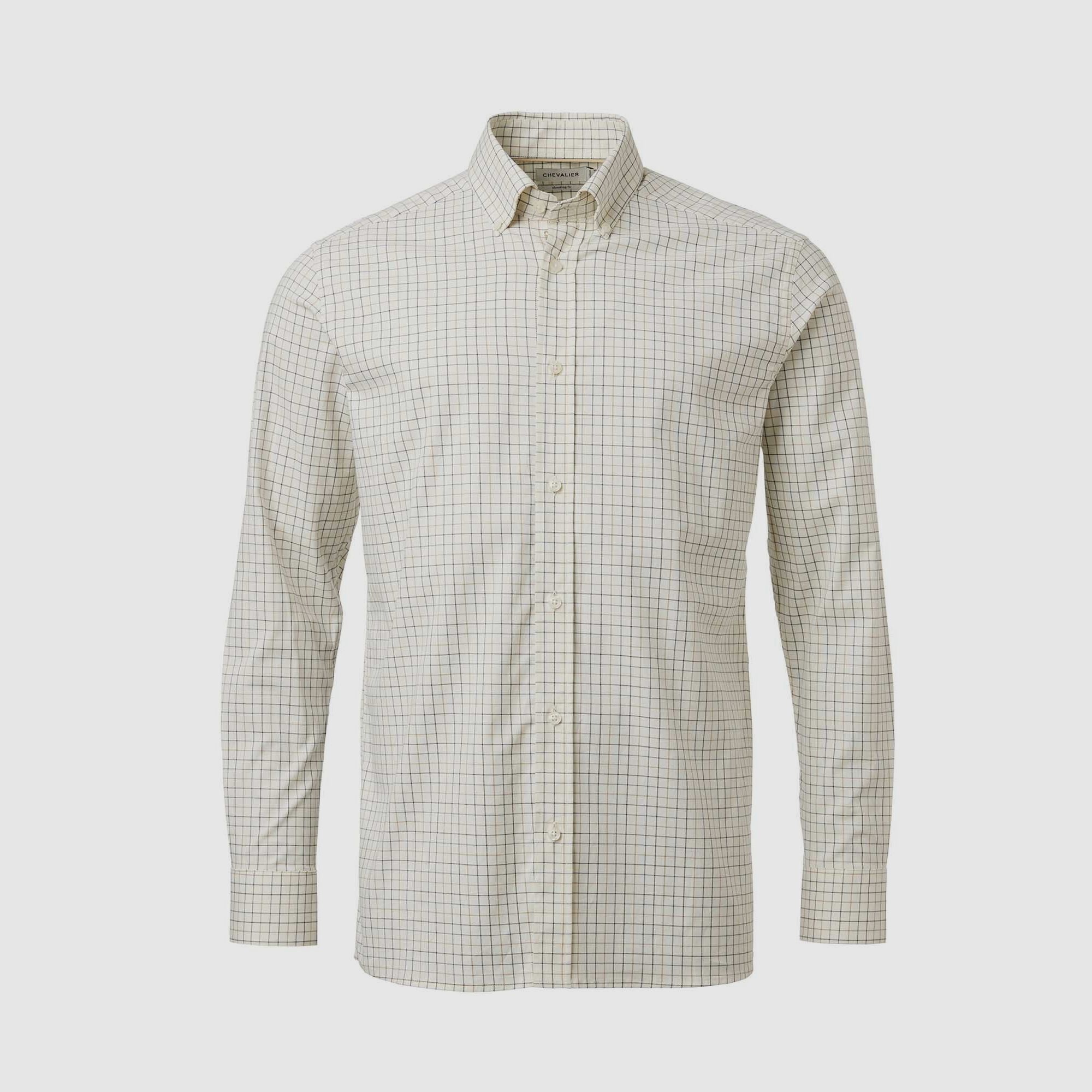 Chevalier Baron Shooting Fit Stretch Hemd Herren Stormy Blue Tattersall - S