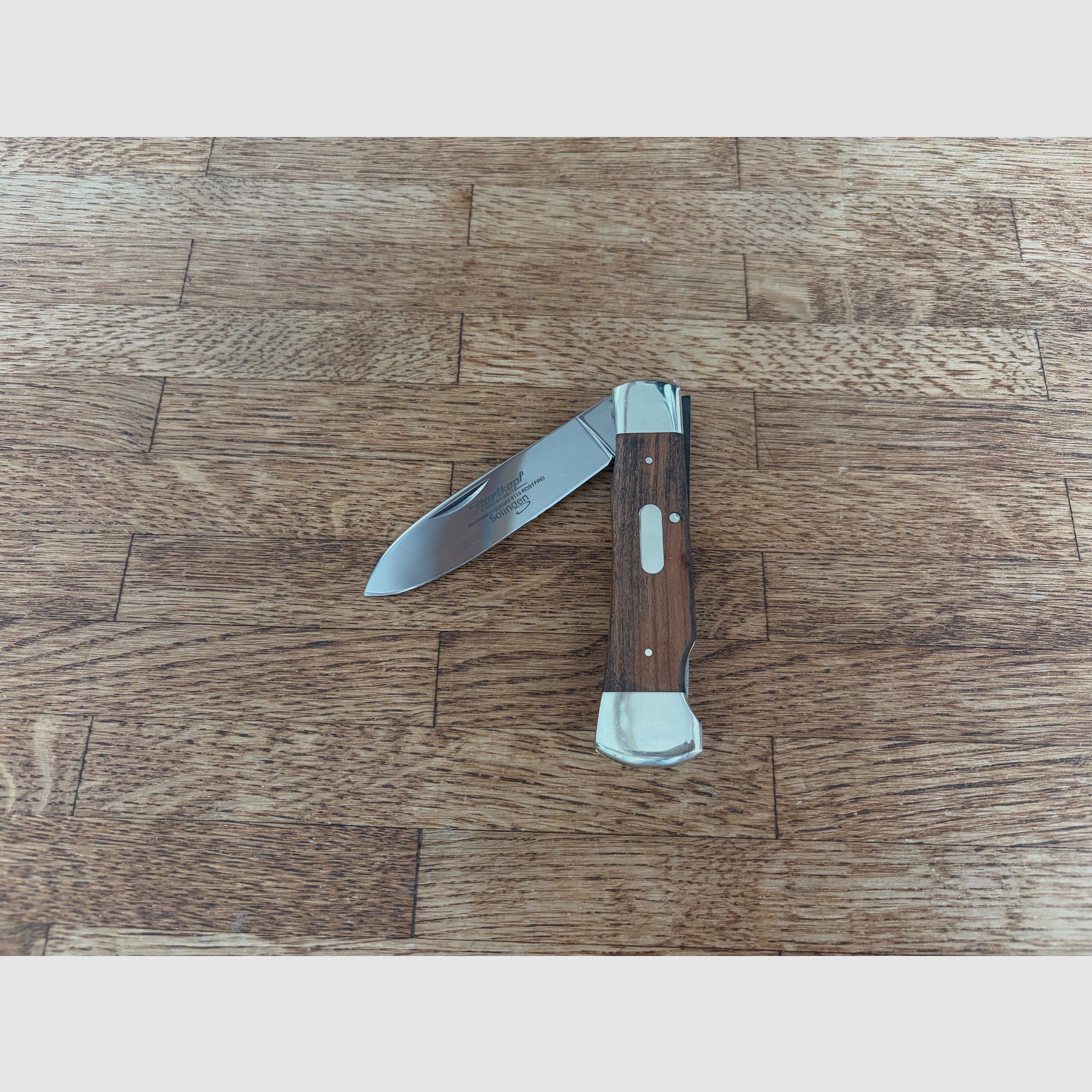 Cuchillo de bolsillo Hartkopf de madera de serpiente – Cuchillo de caballero de Solingen con herrajes de níquel plateado