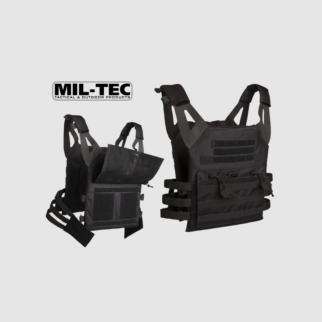 MIL-TEC taktische Weste PLATE CARRIER II, 100 % PE, beschichtet, BLACK, Uni-GrĂ¶Ăźe