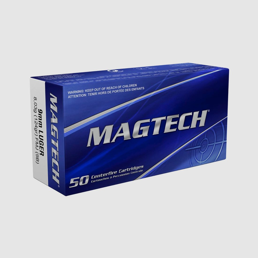 9 mm Luger Vollmantel 8,0g/124grs. Magtech