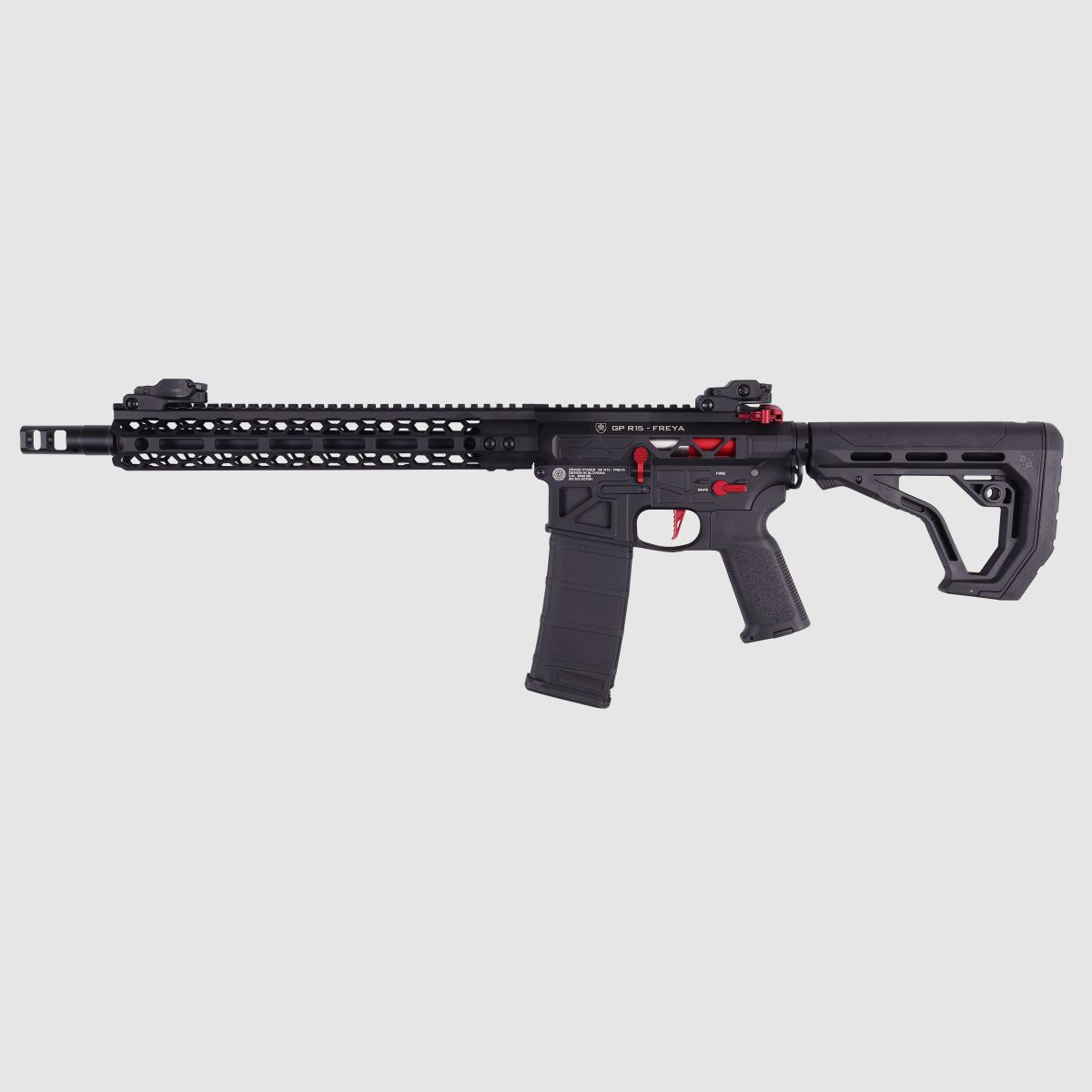 GP R15 FREYA HEXAGON Skeleton 12,5" gen.2 M-LOK Czarny/Czerwony S-AEG Wolny od 18 lat -F- | Delta Armory