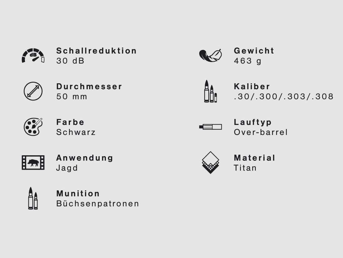 Hausken 2429854 Schalldämpfer JAKT JD224TI HYBRID TITAN Kaliber .30/.308 -30 dB