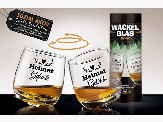 Gilde Wackelglas Geweih Heimatgefühle 2er Set