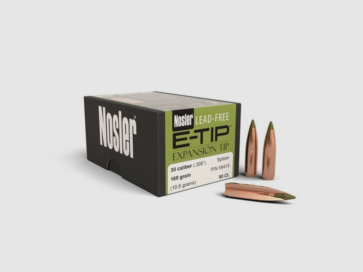 Proiettile Nosler E-Tip .30/.308 168GR Spitzer 50 pezzi