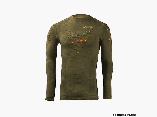 X TECH – MAGLIA TACTICAL MANICA LUNGA GIROCOLLO VERDE MILITARE