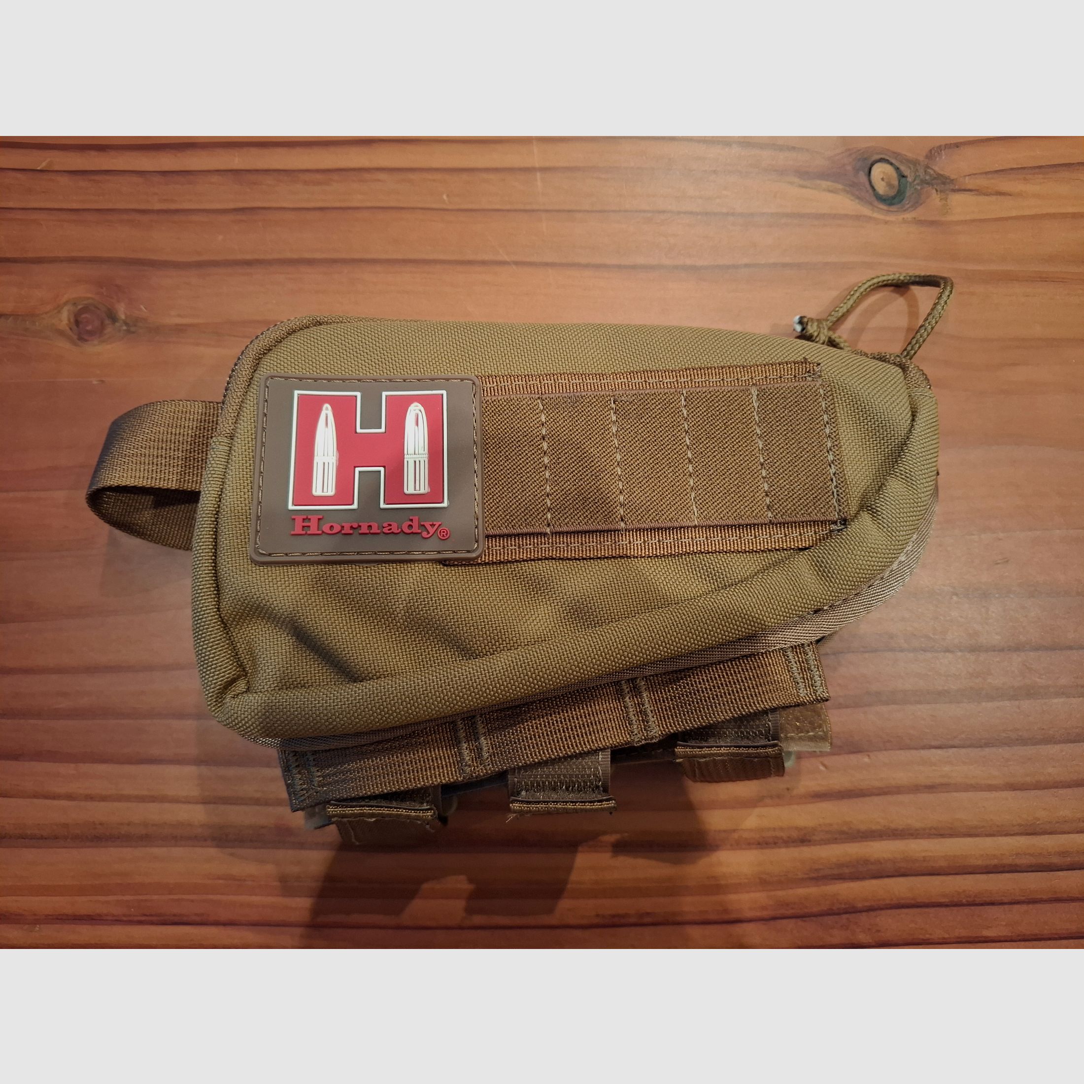 Hornady Gewehrschafttasche Gun Cheek Piece Khaki / Tan rechts neuwertig