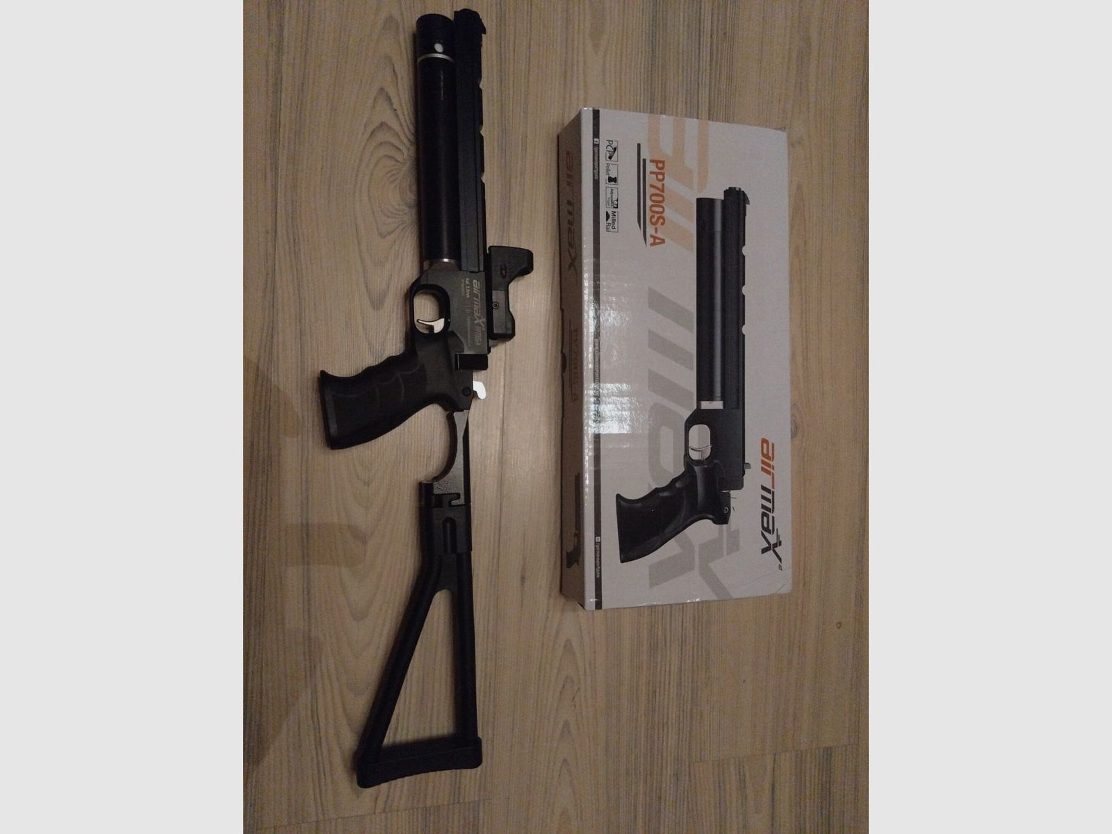 Pressluftpistole airmaX PP700S-A, Kaliber 5,5mm + Klappschaft + DOT