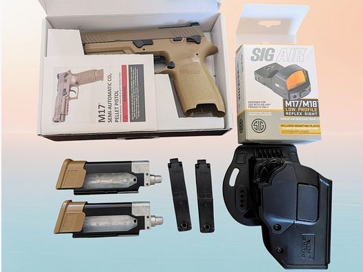 Sig Sauer P320 M17 Co2 Diabolo pistola + Red Dot + fondina + 2 caricatori