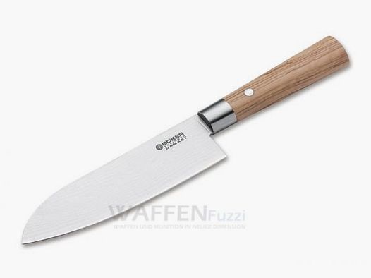 Cuchillo de cocina multiusos Böker Damast Olive Santoku
