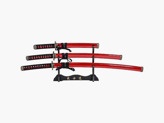 Samurai Sword Set Red 4 pcs.
